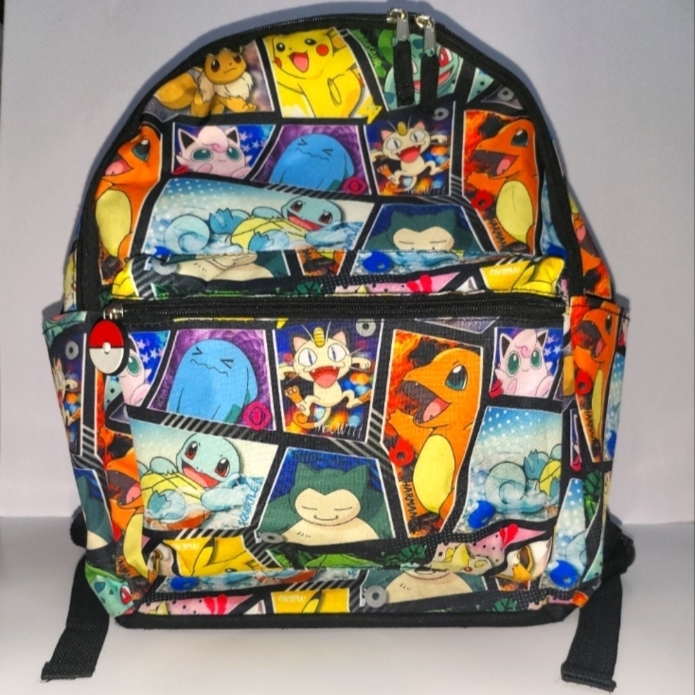 Pokemon All-Over Print Backpack 16" Canvas w/ Lower Pocket + 2 Side Pockets
